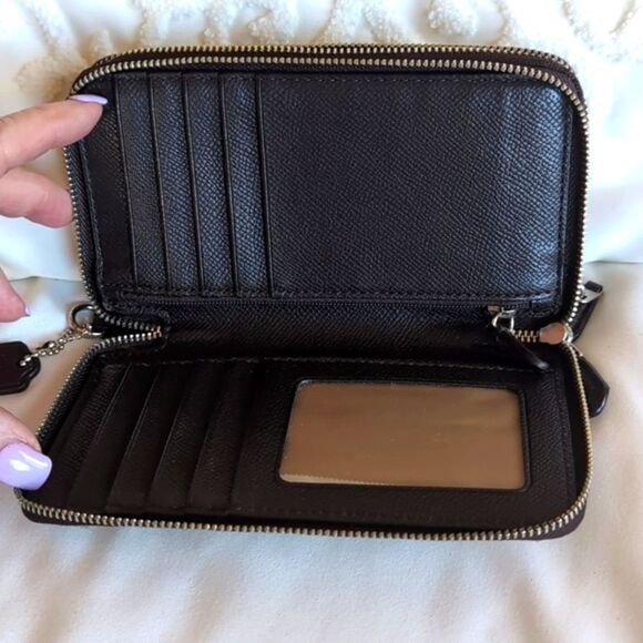 Coach 🤎 Brown Classic Signature Double Zip Around Wallet NWOT - Picture 7 of 14
